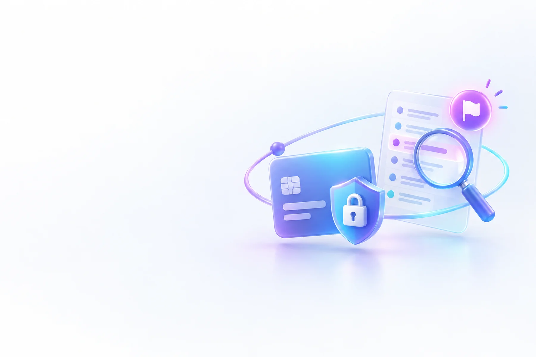 Illustration: A shielded account card with a small padlock, orbited by a magnifying glass over a change-history ledger and a glowing notification badge flagging an alteration.