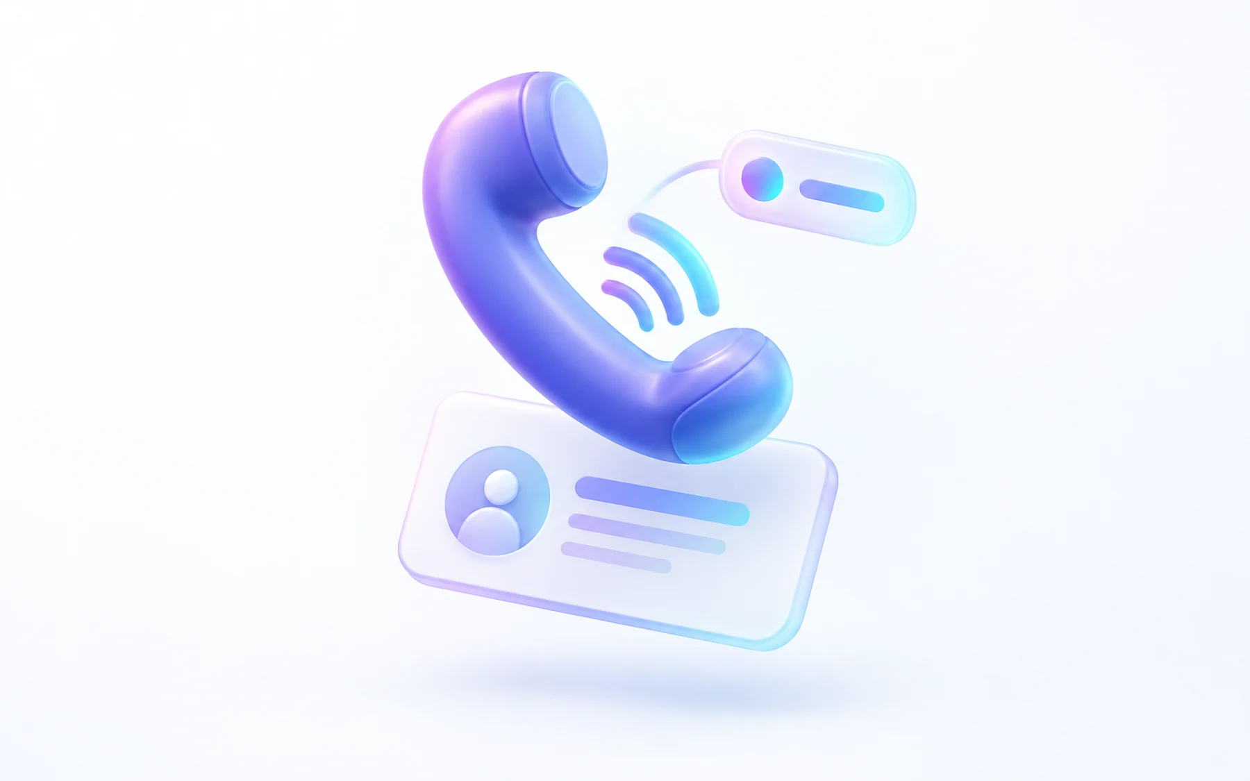 Illustration: A phone receiver resting on a small CRM record card, with a glowing source tag badge and a tiny signal-wave icon curling from the receiver into the card.