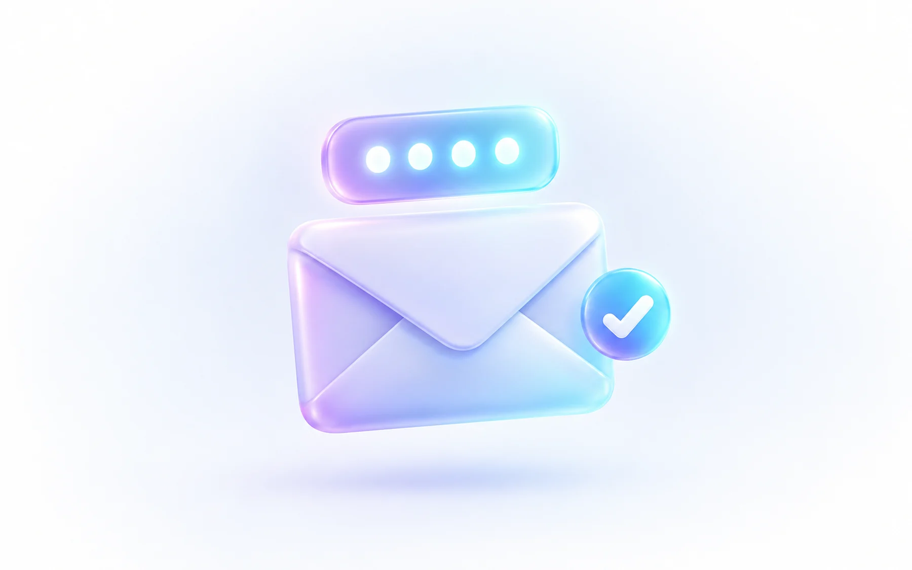 Illustration: A glossy envelope with a single glowing numeric code hovering above it, no key or password object in sight, floating beside a small checkmark badge.