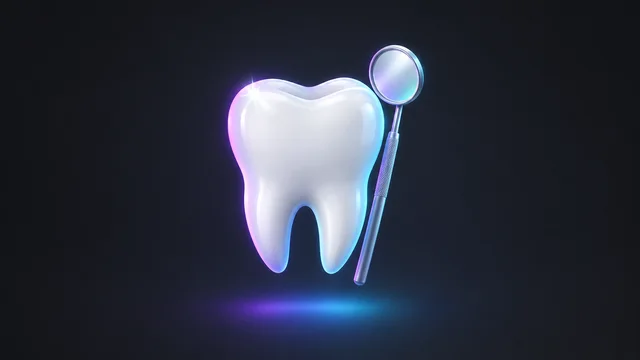 Illustration: a tooth with a dental mirror