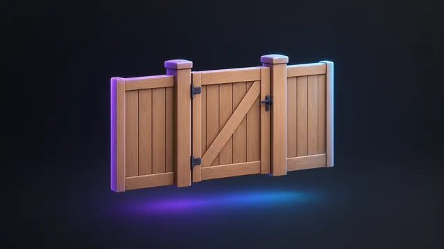 Illustration: a wooden privacy fence with a gate