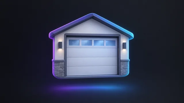 Illustration: a house front with a sectional garage door