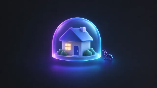 Illustration: a house under a protective shield