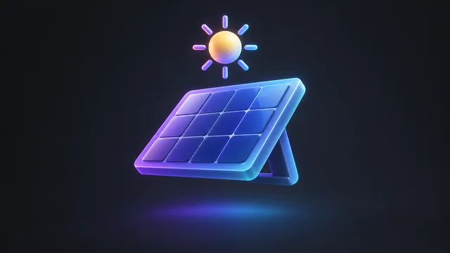 Illustration: a solar panel array under the sun